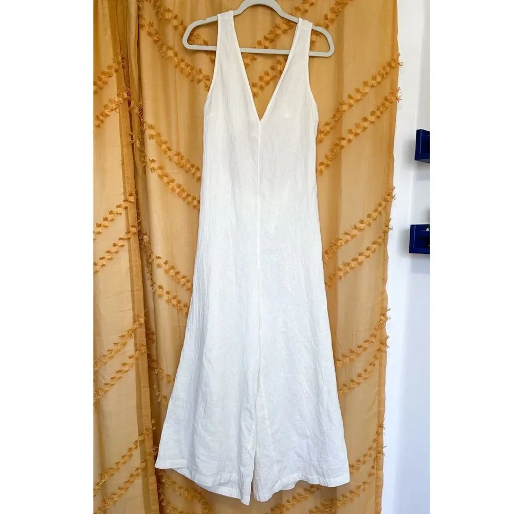 NWT Madewell Size Large NF563 Lightestspun Tie Back Cover Up Jumpsuit Lighthouse
